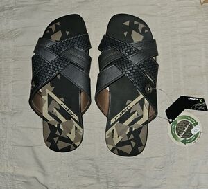 Riders Men's Black And Brown Slide Sandals